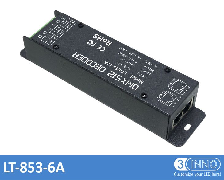 6A RJ45 de voltaje constante DMX512 Decoder